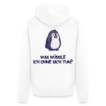 Tier Humorvoll Pinguin Statement Arktis Vogel - Unisex Premium Bio Zip Hoodie - Weiß - Hinten - Thijin (182cm)