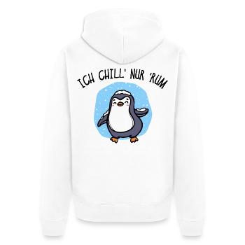 Kälte Pinguin Vogel Tier Eis Schnee Statement - Unisex Premium Bio Zip Hoodie - Weiß - Hinten - Thijin (182cm)