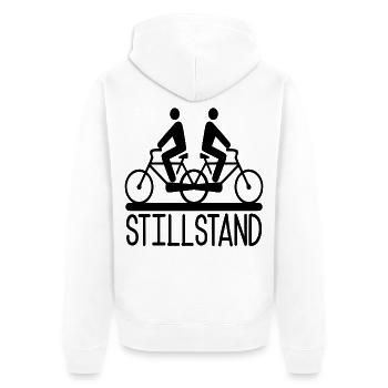 STILLSTAND FAHRRAD FAHREN - Unisex Premium Bio Zip Hoodie - Weiß - Hinten - Thijin (182cm)