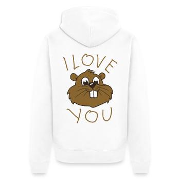 I Love You – Cute Beaver Love Design - Unisex Premium Bio Zip Hoodie - Weiß - Hinten - Thijin (182cm)