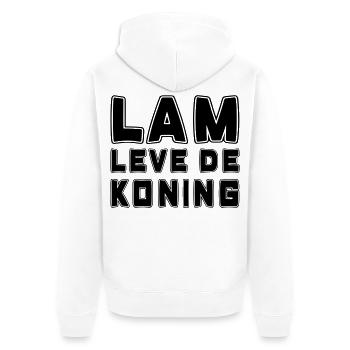 Lamb live the king, King's Day # - Unisex Premium Organic Zip Hoodie - white - Back - Thijin (182cm)