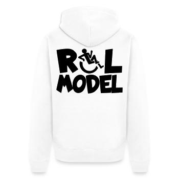 Jeder Rollstuhlfahrer ist ein Vorbild * - Unisex Premium Bio Zip Hoodie - Weiß - Hinten - Thijin (182cm)