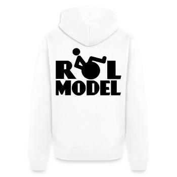 Every wheelchair user is a role model * - Unisex Premium Organic Zip Hoodie - white - Back - Thijin (182cm)