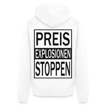Preisexplosionen Stoppen - Unisex Premium Bio Zip Hoodie - Weiß - Hinten - Thijin (182cm)