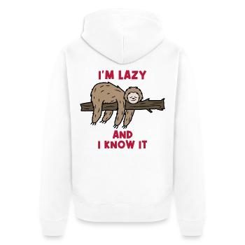 Humorvoll Statement Faul Faultier Urwald Säugetier - Unisex Premium Bio Zip Hoodie - Weiß - Hinten - Thijin (182cm)
