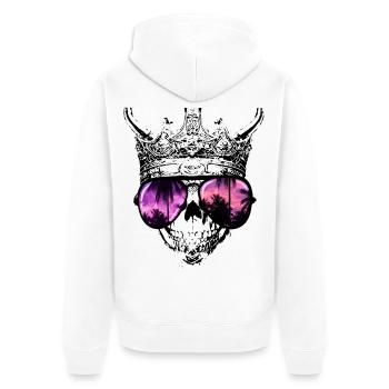 Hipster Skull King - Veste à capuche bio Premium Unisexe - blanc - Dos - Thijin (182cm)