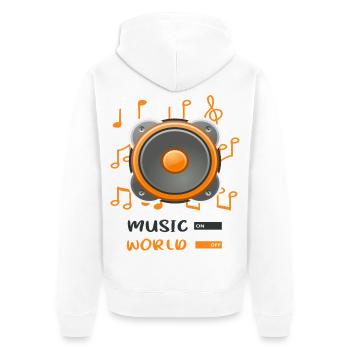 jukebox to world off - Unisex Premium Organic Zip Hoodie - white - Back - Thijin (182cm)