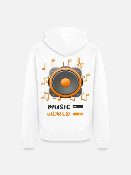 jukebox to world off - Unisex Premium Organic Zip Hoodie - white