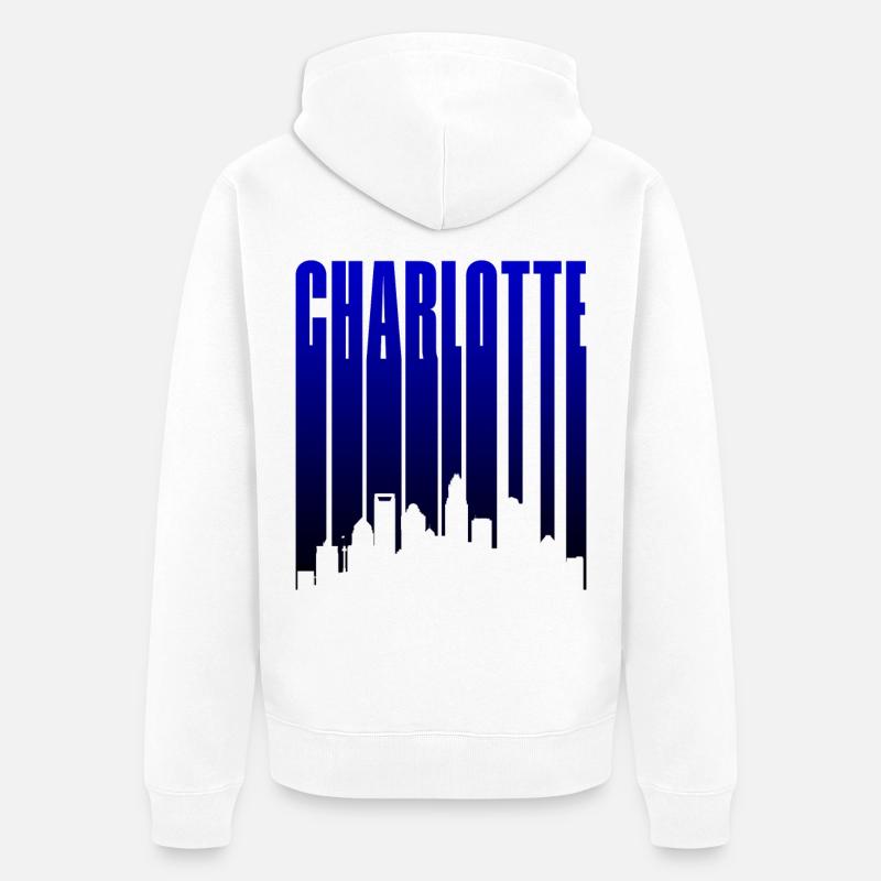 Charlotte Skyline Blau Gradient - Unisex Premium Bio Zip Hoodie - Weiß