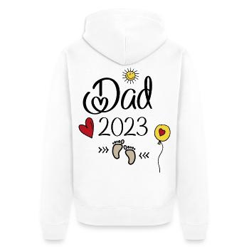Dad 2023 - Unisex Premium Bio Zip Hoodie - Weiß - Hinten - Thijin (182cm)