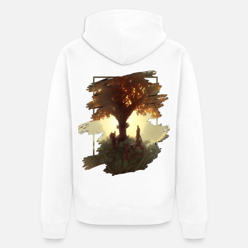 Baum des Lebens - Unisex Premium Bio Zip Hoodie - Weiß