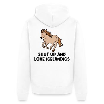 Chevaux islandais Cheval Amour Chevaux Déclaration Galop - Veste à capuche bio Premium Unisexe - blanc - Dos - Thijin (182cm)