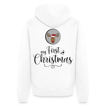 my first Christmas - Unisex Premium Bio Zip Hoodie - Weiß - Hinten - Thijin (182cm)