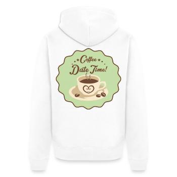 Date du café Heure - Veste à capuche bio Premium Unisexe - blanc - Dos - Thijin (182cm)