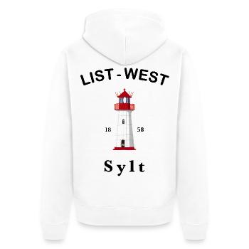 Phare emblématique List-West sur Sylt, mer du Nord - Veste à capuche bio Premium Unisexe - blanc - Dos - Thijin (182cm)
