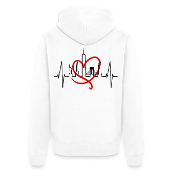 New York Skyline Herzschlag Herz USA Geschenk NY - Unisex Premium Bio Zip Hoodie - Weiß - Hinten - Thijin (182cm)