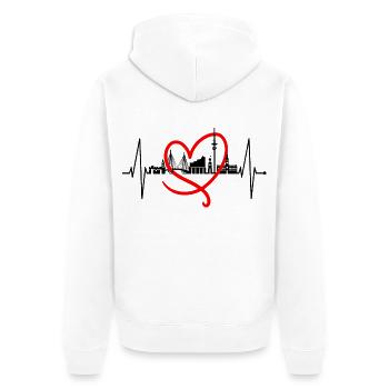 Hamburg Skyline Heartbeat Hamburg Love Fan - Unisex Premium Organic Zip Hoodie - white - Back - Thijin (182cm)
