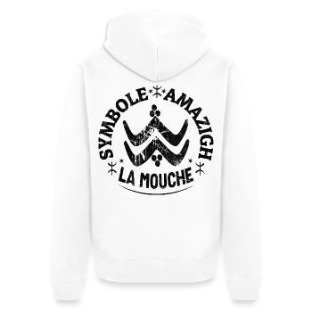 Symbole Amazigh, La mouche, tatouage berbère ⵣ - Veste à capuche bio Premium Unisexe - blanc - Dos - Thijin (182cm)