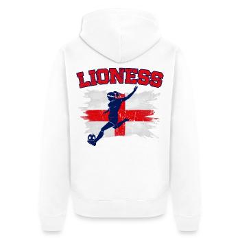 England Fußball Meister der Frauen Lionesses 2025 - Unisex Premium Bio Zip Hoodie - Weiß - Hinten - Thijin (182cm)