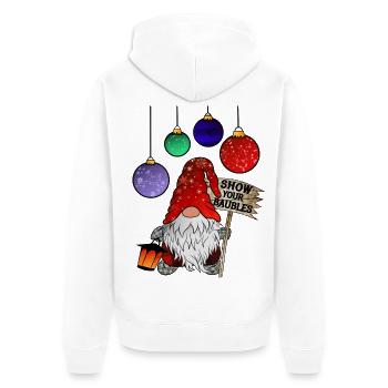 Gnome Christmas Dwarf Merry Christmas - Unisex Premium Organic Zip Hoodie - white - Back - Thijin (182cm)