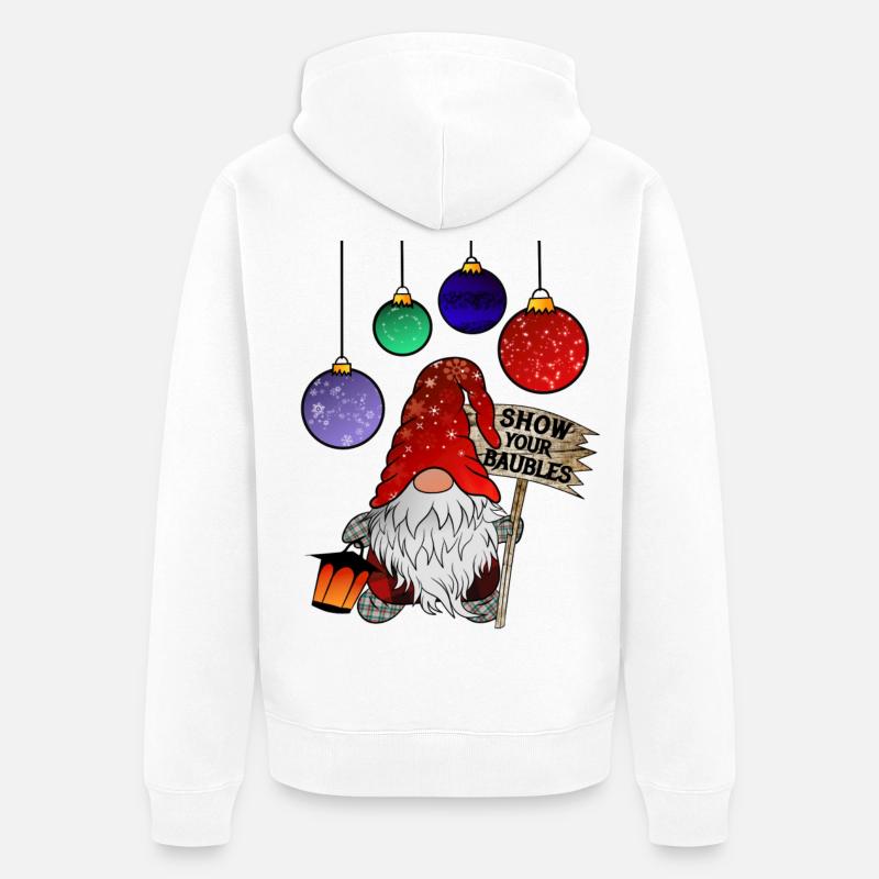 Gnome Noël Nain Joyeux Noël - Veste à capuche bio Premium Unisexe - blanc