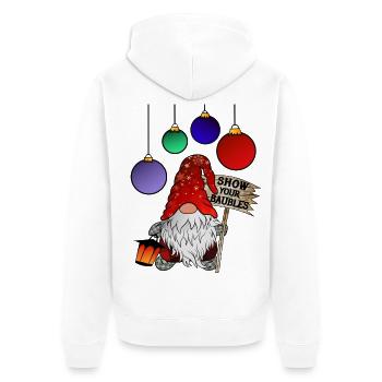 X Measure Gnome Show your Baubles - Unisex Premium Organic Zip Hoodie - white - Back - Thijin (182cm)