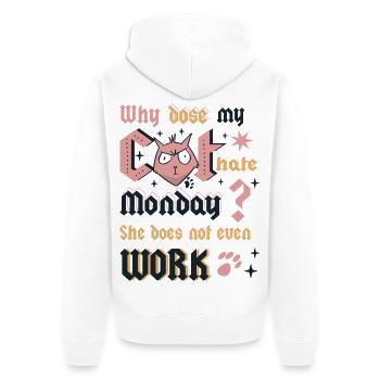 Cats Monday - Unisex Premium Organic Zip Hoodie - white - Back - Thijin (182cm)