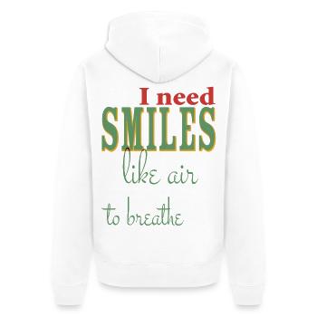 I need a smile like air to - positive - Unisex Premium Organic Zip Hoodie - white - Back - Thijin (182cm)