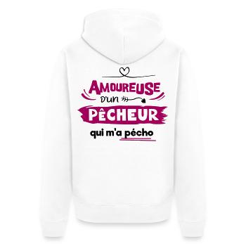 Amoureuse d'un pêcheur qui m'a pécho ! humour - Veste à capuche bio Premium Unisexe - blanc - Dos - Thijin (182cm)