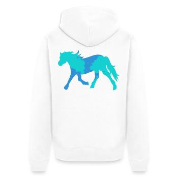 Cool Pferde Islandpferde Pferdeliebe Ross - Unisex Premium Bio Zip Hoodie - Weiß - Hinten - Thijin (182cm)