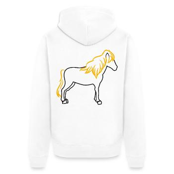 Chevaux islandais Chevaux Chevaux Amateurs de chevaux Équitation - Veste à capuche bio Premium Unisexe - blanc - Dos - Thijin (182cm)