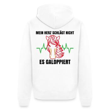 Cool Islandpferde Statement Pferdefan Gallop - Unisex Premium Bio Zip Hoodie - Weiß - Hinten - Thijin (182cm)
