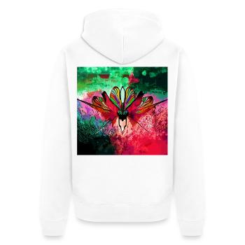 Farbexplosiver Schmetterling Naturkunst - Unisex Premium Bio Zip Hoodie - Weiß - Hinten - Thijin (182cm)