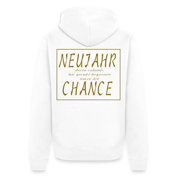 Neues Jahr Neue Chance - Slogan Spruch - Unisex Premium Bio Zip Hoodie - Weiß - Hinten - Thijin (182cm)
