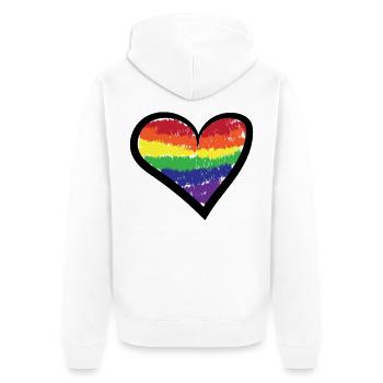 Rainbow Heart Bisexuel Lgbt Sexualité Gay - Veste à capuche bio Premium Unisexe - blanc - Dos - Thijin (182cm)