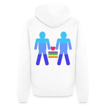Heart Lgbt Arc-en-ciel du mariage homosexuel - Veste à capuche bio Premium Unisexe - blanc - Dos - Thijin (182cm)