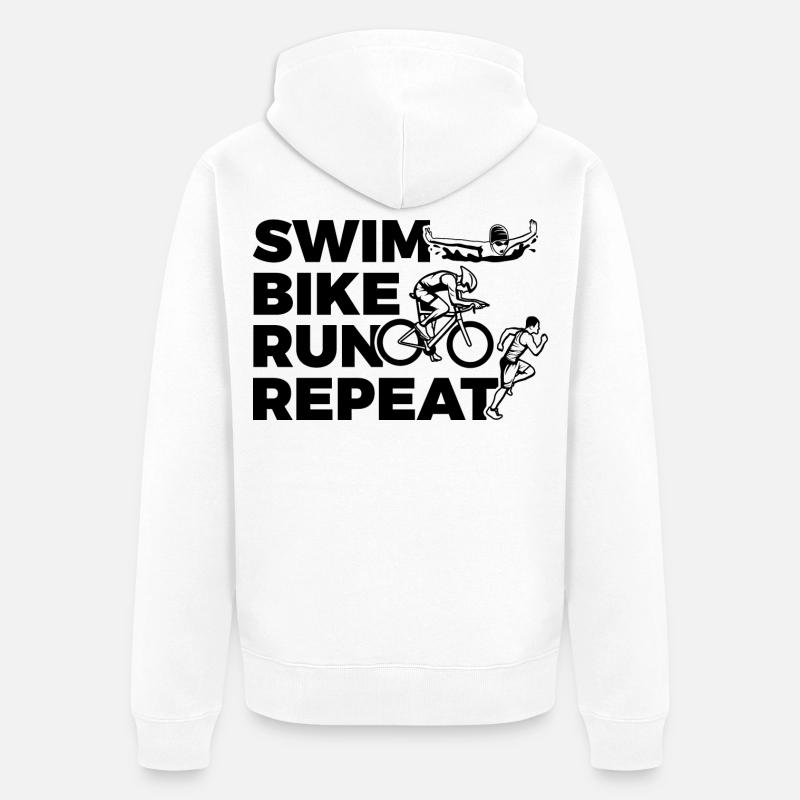 Natation Cyclisme Course à pied Répétition - Veste à capuche bio Premium Unisexe - blanc