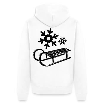 Schnee Schlitten Eiskristalle Schneeflocken Winter - Unisex Premium Bio Zip Hoodie - Weiß - Hinten - Thijin (182cm)