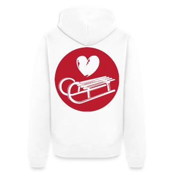 Coeur Luge Symbole Toboggan Neige Sports d’hiver - Veste à capuche bio Premium Unisexe - blanc - Dos - Thijin (182cm)