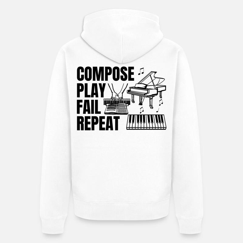 Routine quotidienne du pianiste - Veste à capuche bio Premium Unisexe - blanc