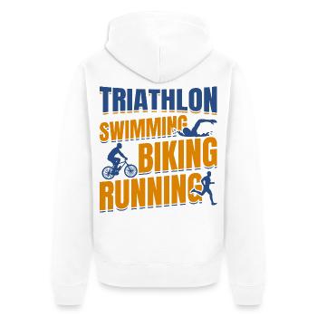 Triathlon Natation Cyclisme Course à pied - Veste à capuche bio Premium Unisexe - blanc - Dos - Thijin (182cm)