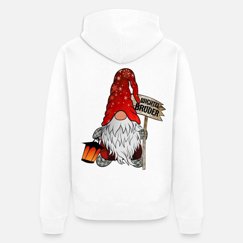 Frère lutin de Noël - Veste à capuche bio Premium Unisexe - blanc