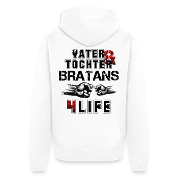 Vater und Tochter Bratans fürs Leben Geschenk - Unisex Premium Bio Zip Hoodie - Weiß - Hinten - Thijin (182cm)