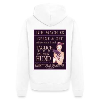 Hunde Tage gassi gehn - Unisex Premium Bio Zip Hoodie - Weiß - Hinten - Thijin (182cm)