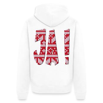 JA - Unisex Premium Bio Zip Hoodie - Weiß - Hinten - Thijin (182cm)