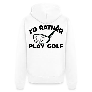 Lustiger Golfspieler - Unisex Premium Bio Zip Hoodie - Weiß - Hinten - Thijin (182cm)
