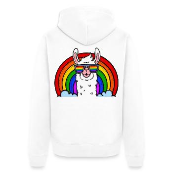 Bisexuell Lama Lgbt Regenbogen Menschenrechte Gay - Unisex Premium Bio Zip Hoodie - Weiß - Hinten - Thijin (182cm)