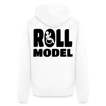 Every wheelchair user is a role model * - Unisex Premium Organic Zip Hoodie - white - Back - Thijin (182cm)