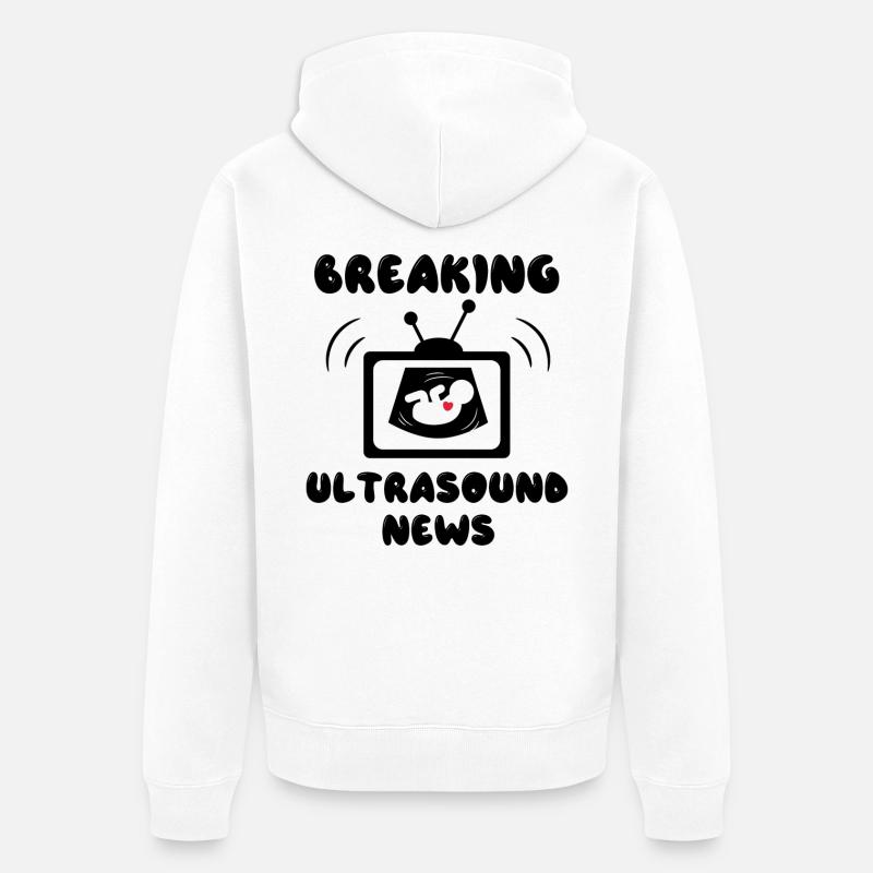 Déclaration de grossesse de bébé cardiaque - Veste à capuche bio Premium Unisexe - blanc