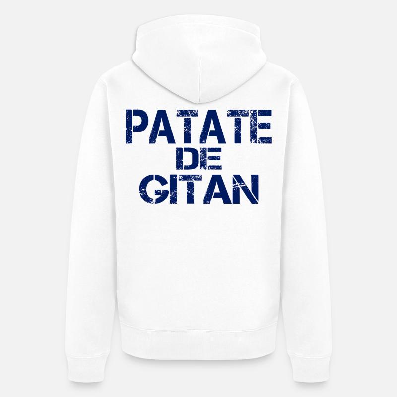 Patate GITAN bleu - Veste à capuche bio Premium Unisexe - blanc